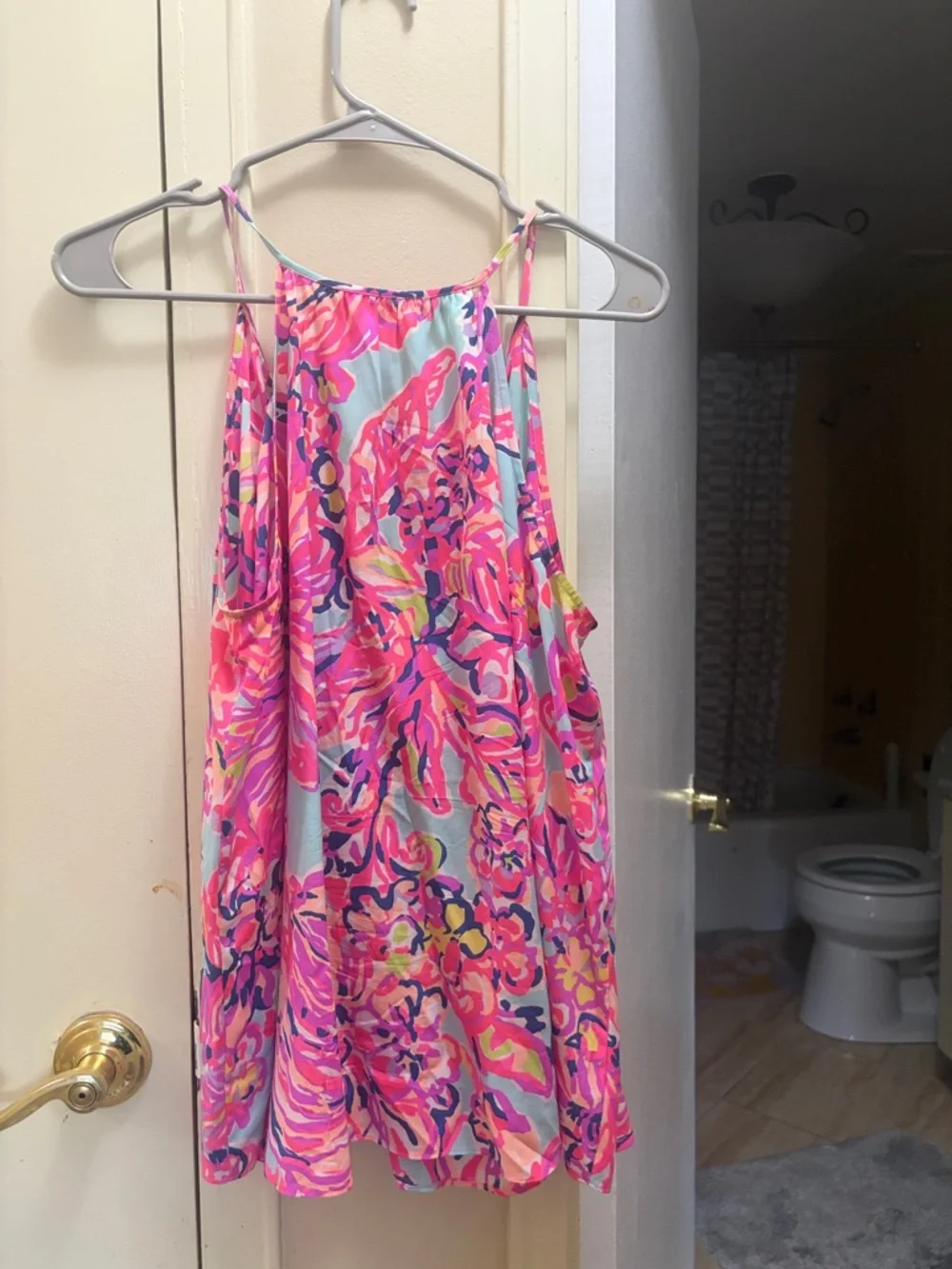 Lilly Pulitzer Pink Multi Floral Ruffle Halter Tank - Picture 2 of 2